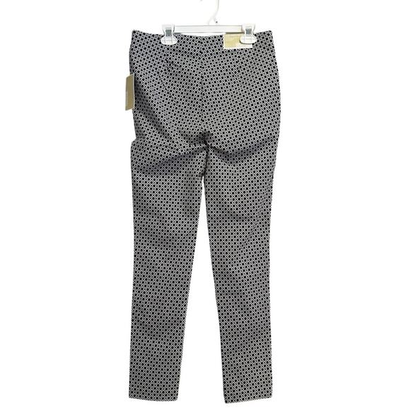 Michael Kors Pants Medium $78 Stretch Slacks Diamond Print Black White NWT - Picture 3 of 13